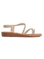 Pohodlné zlaté sandále na plochom podpätku pre ženy