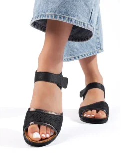 Luxusné dámske čierne sandále na platforme