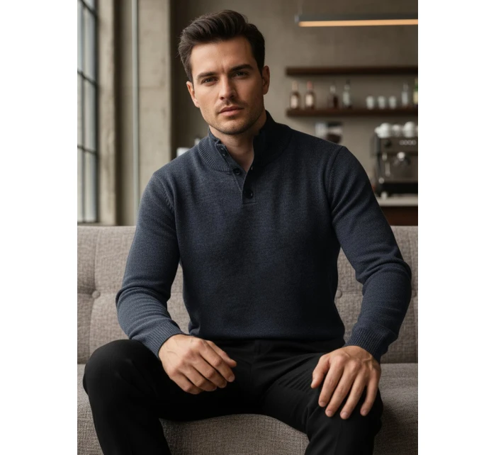 Pánský svetr se stojáčkem tmavě modrý Dstreet model 21995601 - FashionStreet