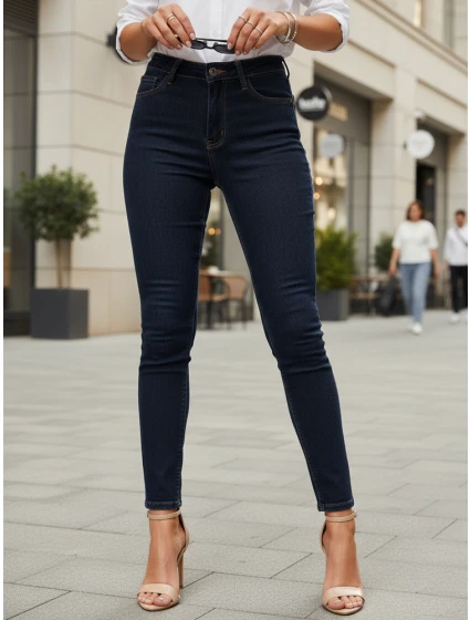 Dámské skinny džíny s vysokým pasem tmavě modré Dstreet model 21996033 - FashionStreet