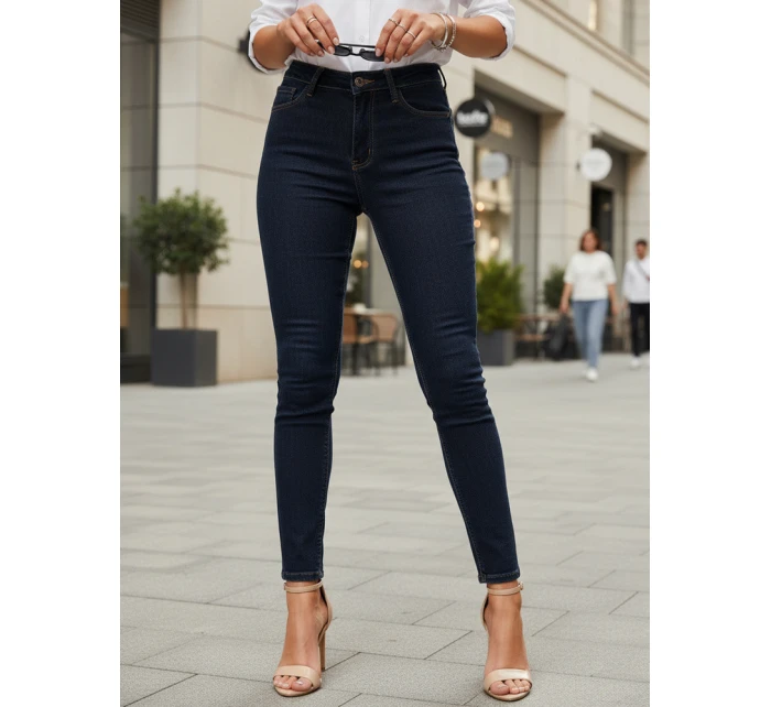 Dámské skinny džíny s vysokým pasem tmavě modré Dstreet model 21996033 - FashionStreet