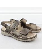 Dámské kožené hnědé sandály model 21904849 na suchý zip - Rieker Dámské kožené hnědé sandály model 21904849 na suchý zip - Rieker