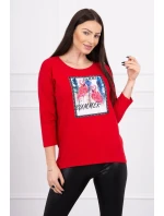 Blúzka s 3D grafikou plameniaka červená
