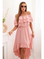 Dámské šaty model 21193104 s delším zadním dílem tmavě růžová - K-Fashion