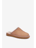Obuwie Domowe Kapcie Z Haftem Damskie Inblu EY000028 Camel