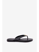 Dámske ploché žabky so zlatými detailmi Black Tella Dámske ploché žabky so zlatými detailmi Black Tella