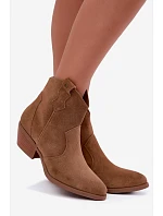Dámské kožené kotníkové boty na podpatku Big Star model 22349472 Camel - Big Star Shoes Dámské kožené kotníkové boty na podpatku Big Star model 22349472 Camel - Big Star Shoes