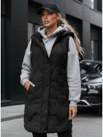 Dámska dlhá prešívaná vesta čierna FashionStreet TY5269