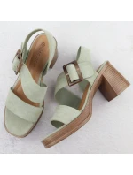 Dámské semišové sandály na jehlovém podpatku zelené model 22015546 - Potocki