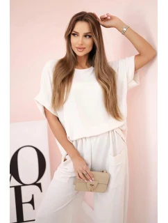 Viskózová blúzka + nohavice béžová