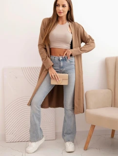 Dámský bavlněný svetr s dlouhým rukávem camelový