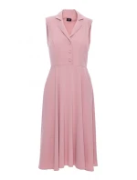 S409 Priliehavé košeľové šaty - púdrové