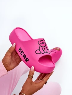 Dámske penové papuče na pevnej podrážke s medvedíkom Fuchsia Lamira