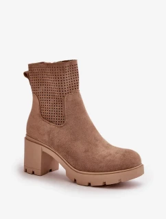Dámske členkové topánky na zips Eco Suede Beige Rashmi