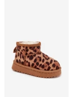 Detské a juniorské zateplené snežnice s kožušinou Mireya - panter/bronzová