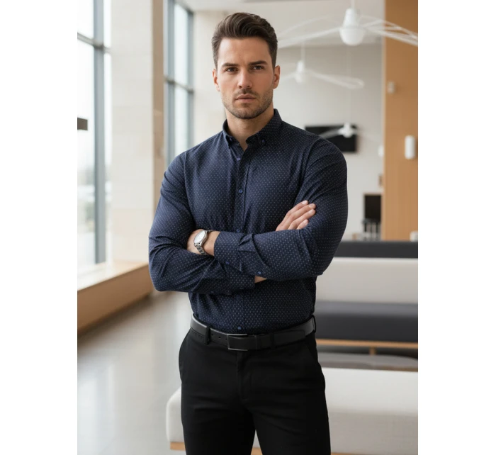 Koszula męska slim fit  granatowa model 22004883 - FashionStreet