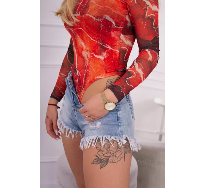 Telová blúzka mramorový vzor červená Telová blúzka mramorový vzor červená