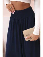 Dámské viskózové kalhoty s elastickým pasem námořnická modř