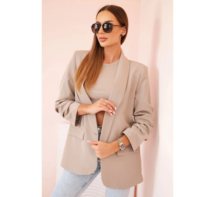 Bunda s klopami elegantná tmavobéžová Bunda s klopami elegantná tmavobéžová