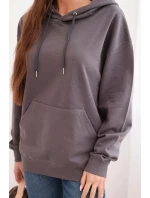 Dámska mikina s kapucňou a klokankou z bavlneného úpletu graphite Dámska mikina s kapucňou a klokankou z bavlneného úpletu graphite