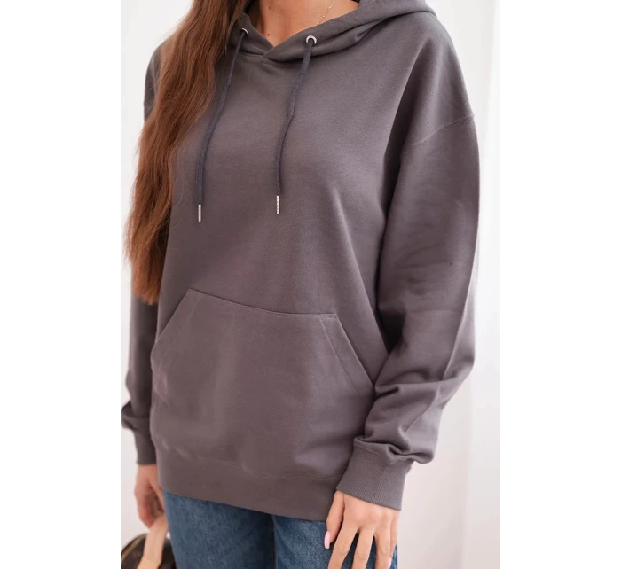 Dámska mikina s kapucňou a klokankou z bavlneného úpletu graphite Dámska mikina s kapucňou a klokankou z bavlneného úpletu graphite