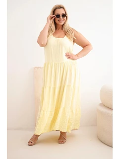 Dámské viskózové šaty na zavazovací ramínka žlutá