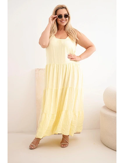 Dámské viskózové šaty na zavazovací ramínka žlutá