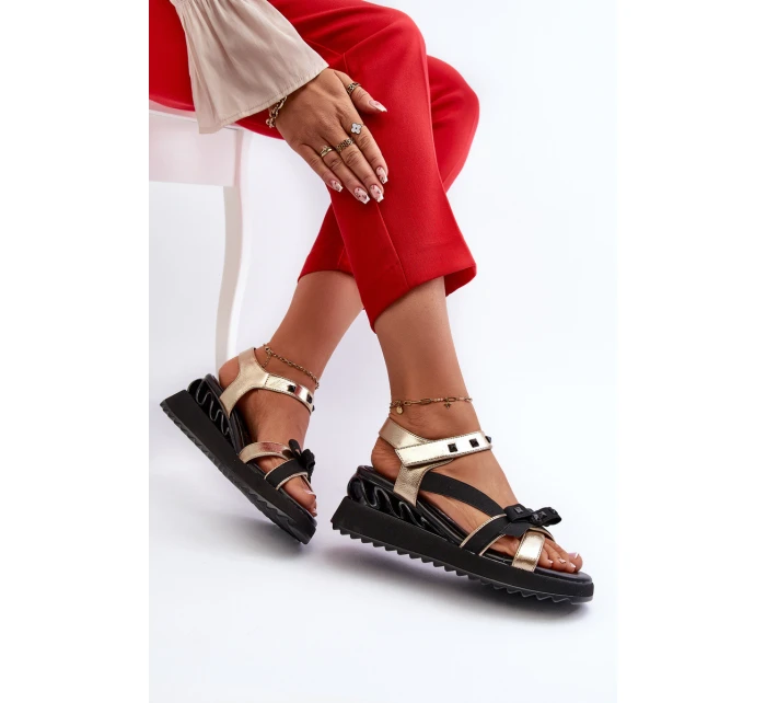 Sandały Damskie Z Kokardką D&A CR956 Złote