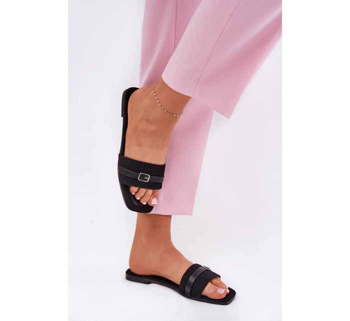 Płaskie Klapki Damskie Z Paskiem I Sprzączką Czarne Zilina Płaskie Klapki Damskie Z Paskiem I Sprzączką Czarne Zilina