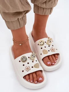 Klapki Damskie Piankowe Z Przypinkami Vinceza 76055 Białe