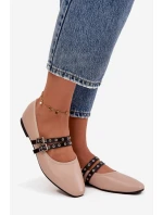 Dámské baleríny s pásky model 21836997 – béžové - Kesi