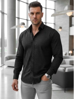 Pánska vzorovaná košeľa regular fit čierna FashionStreet DX2696