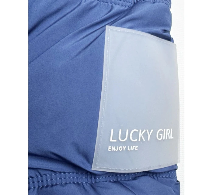 Světle modrá péřová bunda s kapucí model 21809049 - HAPPY HOUSE