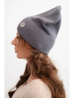 Dámska čiapka z modalu a viskózy s ozdobným gombíkom tmavosivá Dámska čiapka z modalu a viskózy s ozdobným gombíkom tmavosivá