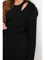 Dámska bavlnená bunda s kapucňou a predĺženou prednou časťou čierna