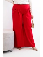 Dámske Plus veľkosť široké nohavice so skladaním červená