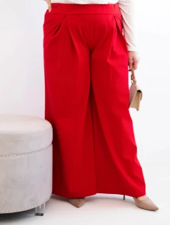 Dámske Plus veľkosť široké nohavice so skladaním červená
