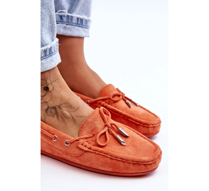 Damskie Zamszowe Mokasyny Pomarańczowe Si Passione Damskie Zamszowe Mokasyny Pomarańczowe Si Passione
