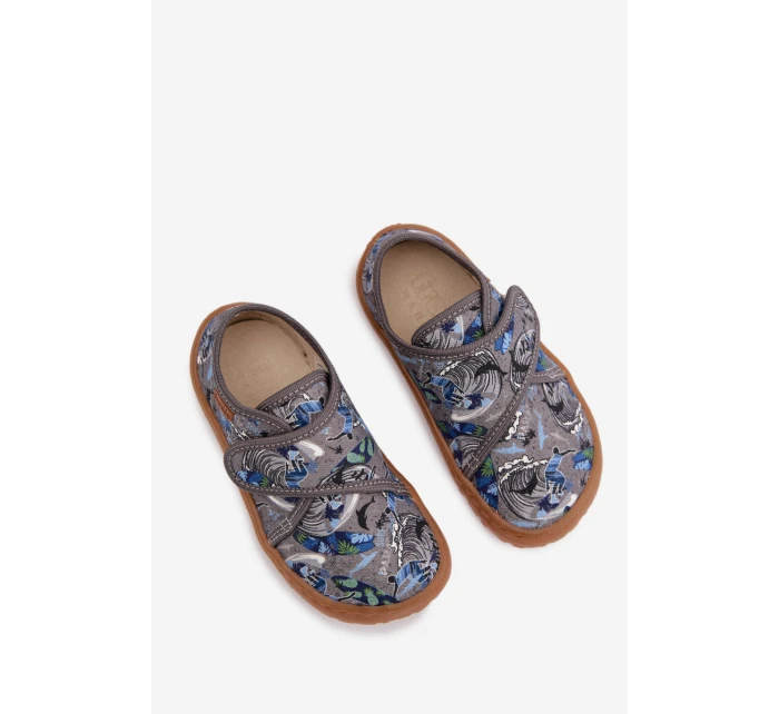 Dětské chlapecké pantofle na suchý zip Barefoot Surfer Froddo G1700438-7 šedé
