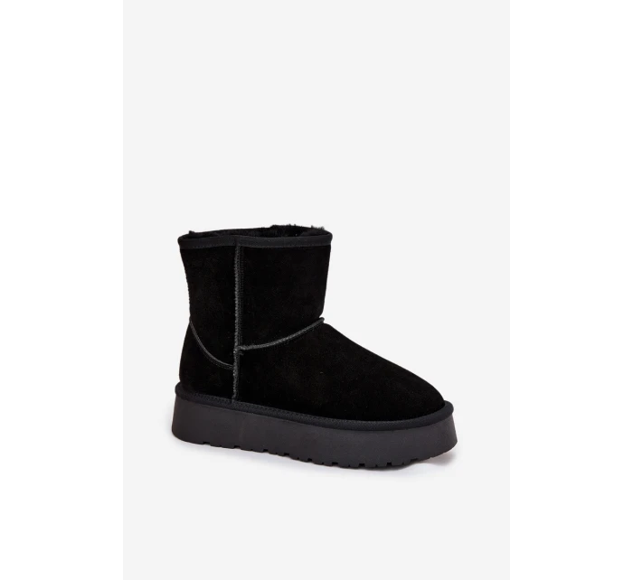 Dámske snežnice Privine na platforme z prírodného semišu - čierne