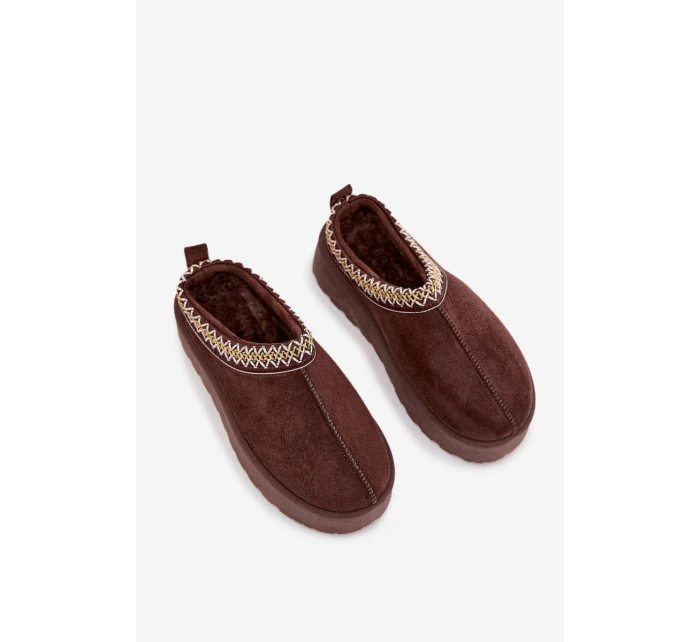 Detské/módne snežnice s výšivkou na platforme Jolisse - čokoláda Detské/módne snežnice s výšivkou na platforme Jolisse - čokoláda