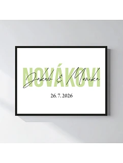 Personalizovaný magický fotoobraz v ráme - štvorec 30x40 - mená novomanželov
