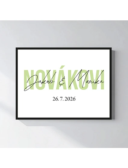 Personalizovaný magický fotoobraz v ráme - štvorec 30x40 - mená novomanželov Personalizovaný magický fotoobraz v ráme - štvorec 30x40 - mená novomanželov