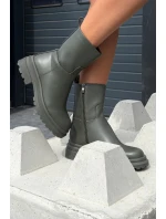 Dámské kotníkové boty na platformě Khaki tmavě zelená model 21873328 - Inello