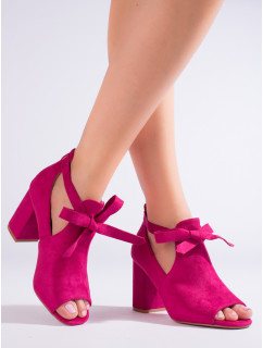 Pekné ružové členkové topánky dámske na širokom podpätku
