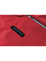 Tenká červená dámska bunda s ozdobnou lemovkou (B8145-4)