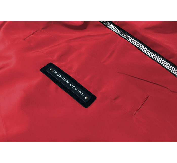 Tenká červená dámska bunda s ozdobnou lemovkou (B8145-4)