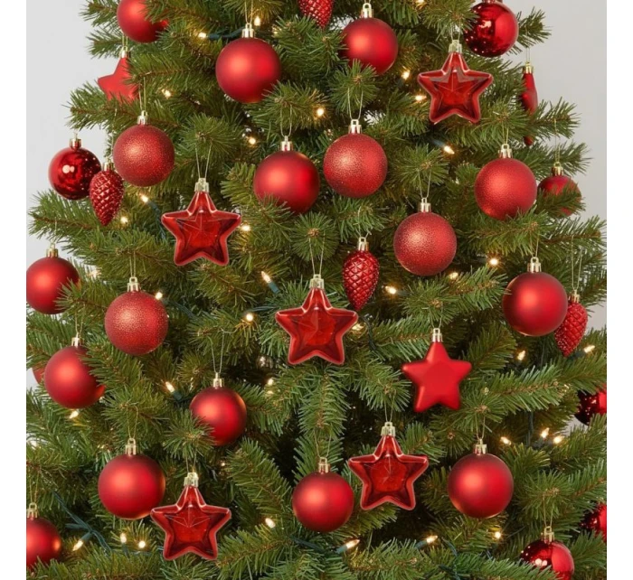 DEKORATÍVNE PLASTOVÉ OZDOBY BEZPEČNÉ 40KS ČERVENÁ SĽUDA