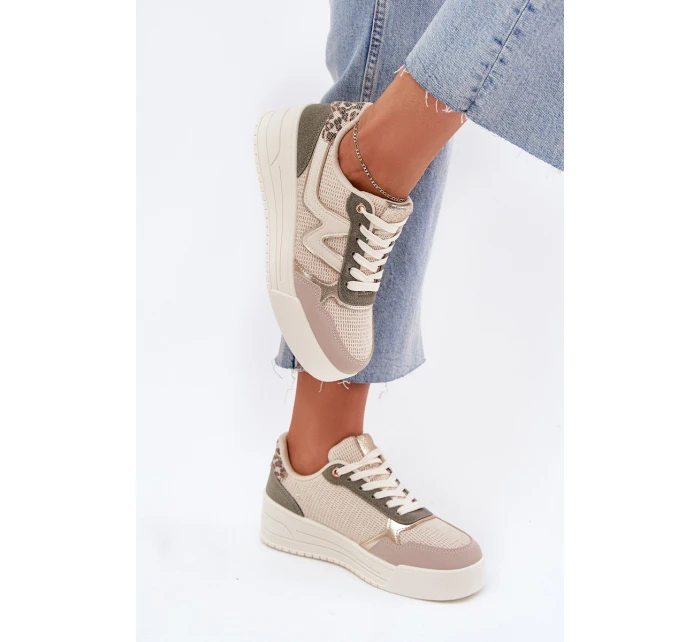 Dámské Tenisky Na Platformě Leopardí Béžové model 21702047 - Boto Dámské Tenisky Na Platformě Leopardí Béžové model 21702047 - Boto