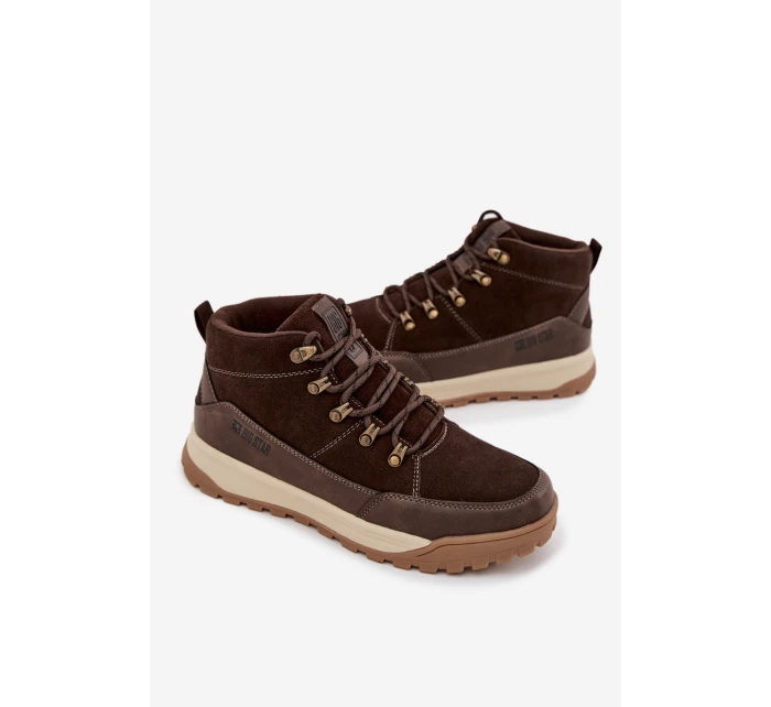 Zamszowe Buty Trekkingowe Męskie Big Star SS174263 Brązowe